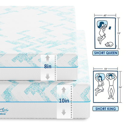8-Inch RV Latex Memory Foam Mattress HouseOfZazla white with blue zigzag, short queen on Tampa Home & Garden Store