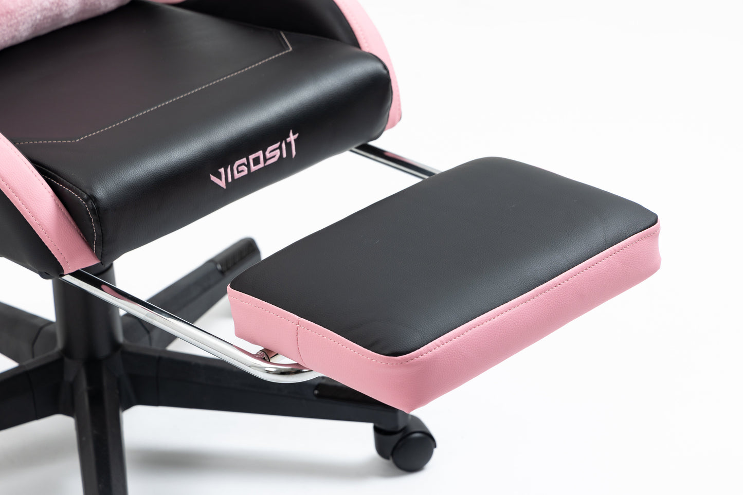 Cute Cat Gaming Chair with Paw Lumbar Cushion, black upholstery with pink trim, VIGOSIT logo on Tampa Home & Garden Store