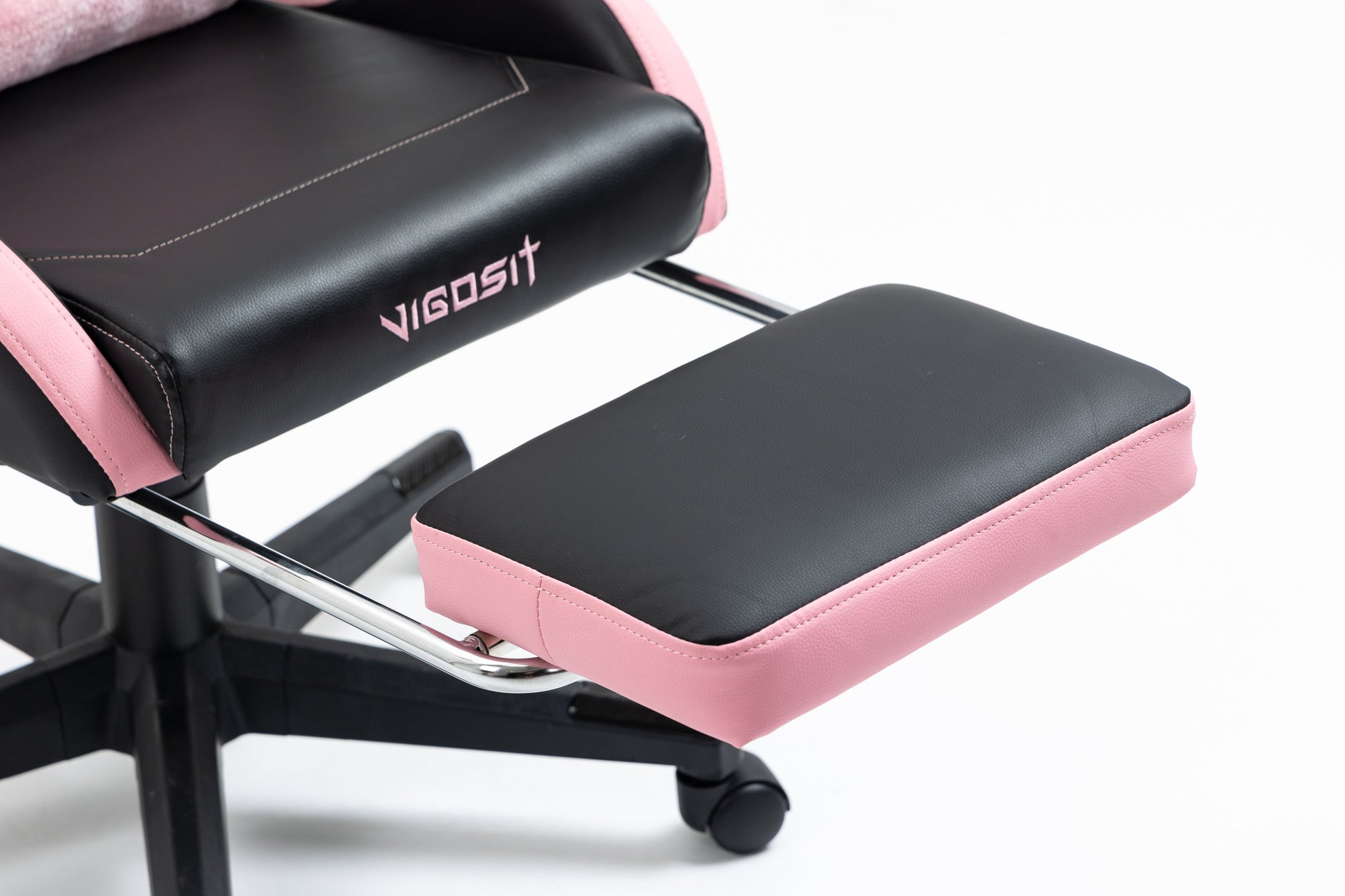 Cute Cat Gaming Chair with Paw Lumbar Cushion, black upholstery with pink trim, VIGOSIT logo on Tampa Home & Garden Store