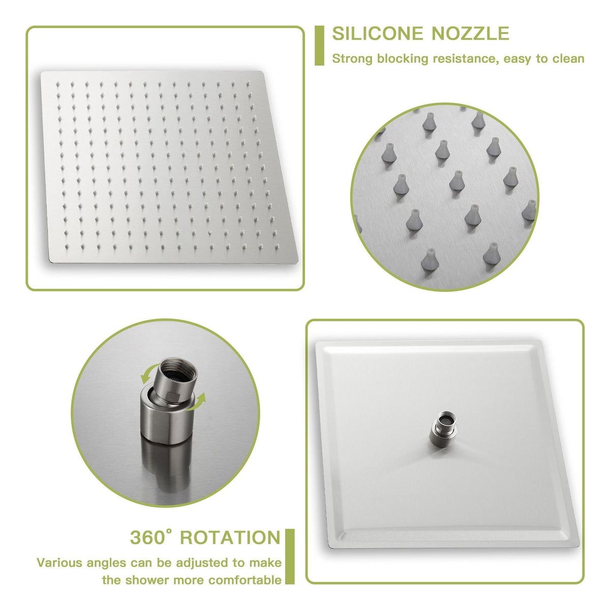 Shower wall kit gray silicone-nozzle panel with square valve plate by HouseOfZazla on Tampa Home & Garden Store