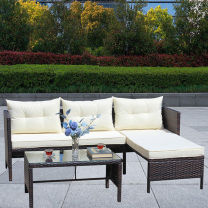 3 Piece Outdoor Wicker and Rattan Patio Set