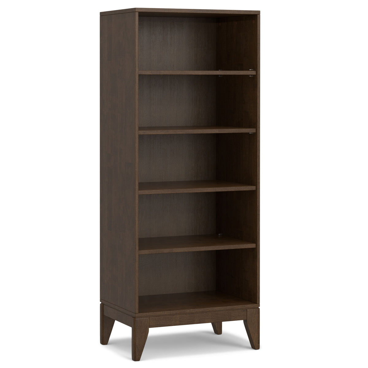 Adjustable bookcase by HouseOfZazla in dark brown wood with storage and bottom drawer on Tampa Home & Garden Store