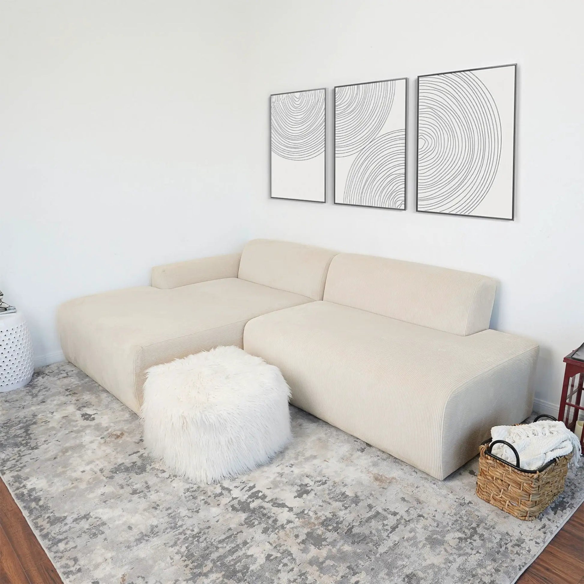 Mar high-quality sectional sofa beige fabric by Unique Piece Furniture with chaise on Tampa Home & Garden Store