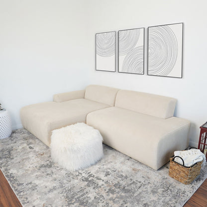 Mar high-quality stationary sectional sofa in beige fabric with a modern low-profile silhouette on Tampa Home & Garden Store