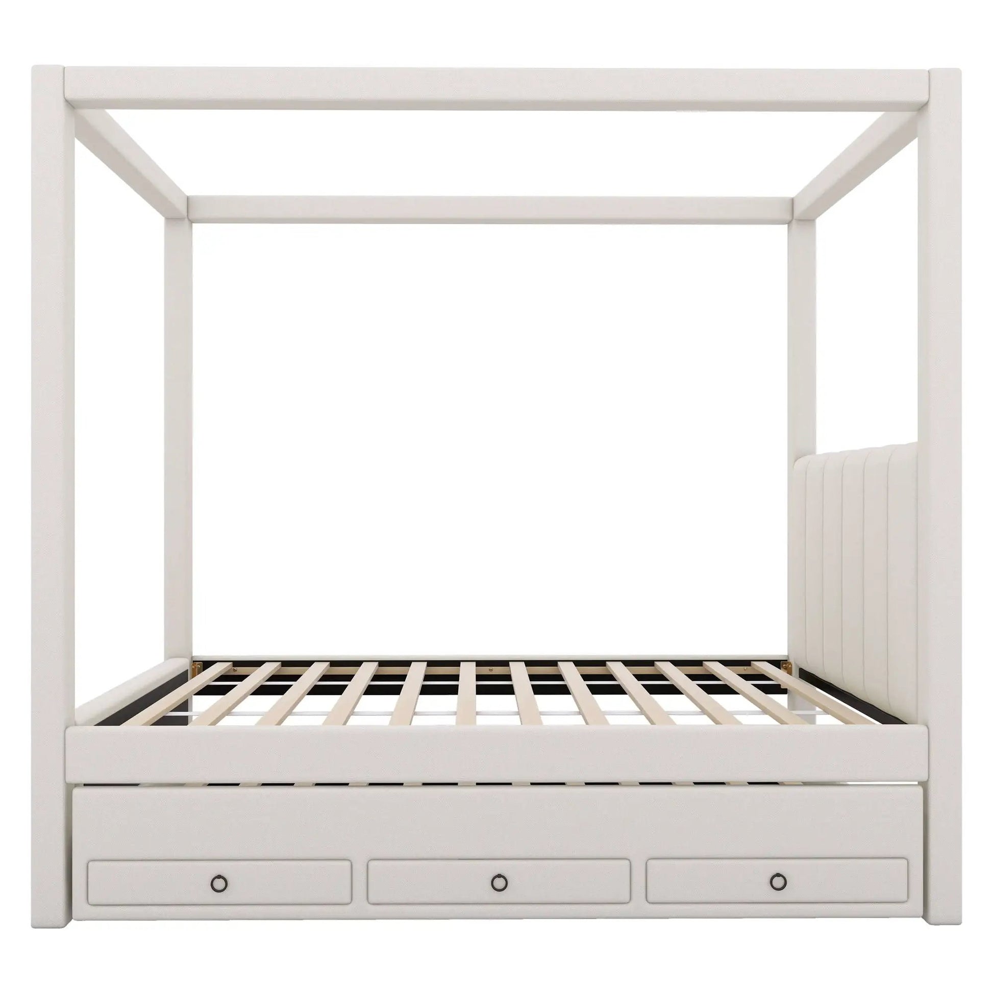 Upholstery canopy platform bed with trundle and storage drawers, white by Unique Piece Furniture on Tampa Home & Garden Store