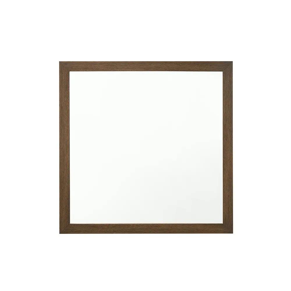 Miquell Versatile Orientation Mirror, square wooden frame in brown finish Unique Piece Furniture on Tampa Home & Garden Store