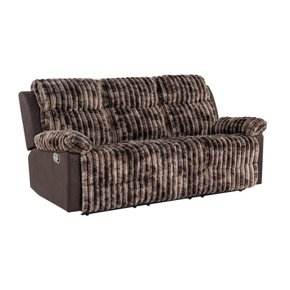 Brenda reclining sofa with manual recline, brown faux fur upholstery, Unique Piece Furniture on Tampa Home & Garden Store