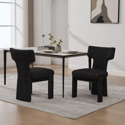 Armless curved-back accent chairs, set of 4 in black textured fabric by Unique Piece Furniture on Tampa Home & Garden Store