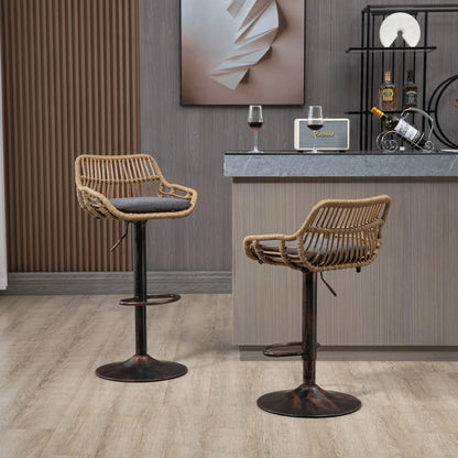 Modern Swivel Bar Stools with Footrest Set of 2