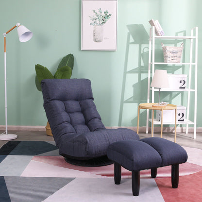 Adjustable Japanese reclining floor chair sofa dark blue fabric with metal frame HouseOfZazla on Tampa Home & Garden Store