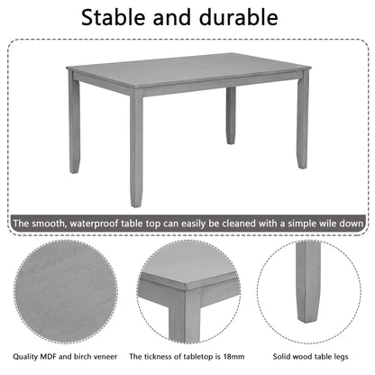 Rectangular gray dining table with solid wood legs; 18mm MDF birch veneer top on Tampa Home & Garden Store