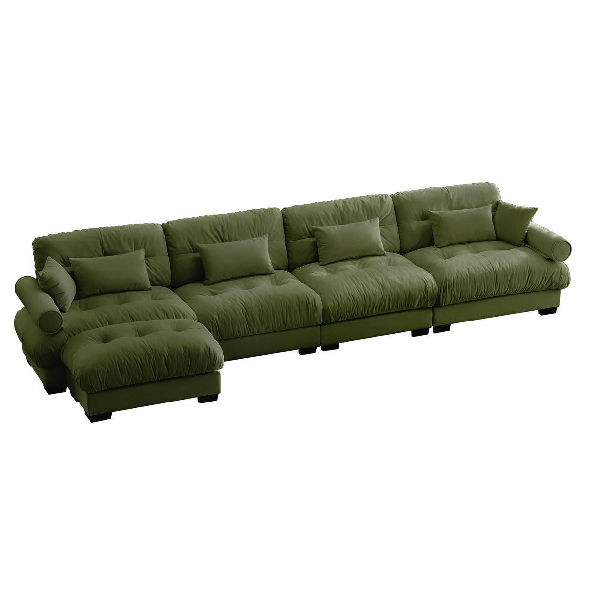 Super Comfort oversized modular sectional sofa with movable ottoman olive green 2-piece set on Tampa Home & Garden Store