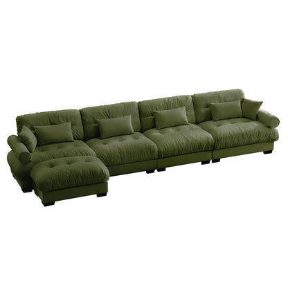 Super Comfort oversized modular sectional sofa with movable ottoman olive green 2-piece set on Tampa Home & Garden Store
