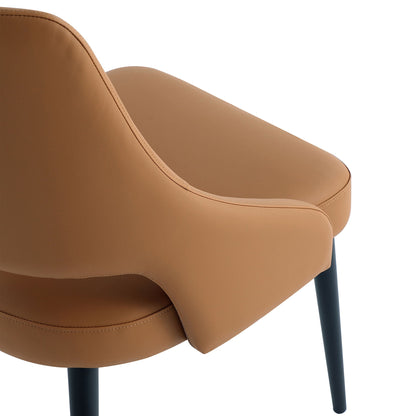 Tremont Dining Chair with Steel Frame by HouseOfZazla, tan leather upholstery, black legs on Tampa Home & Garden Store