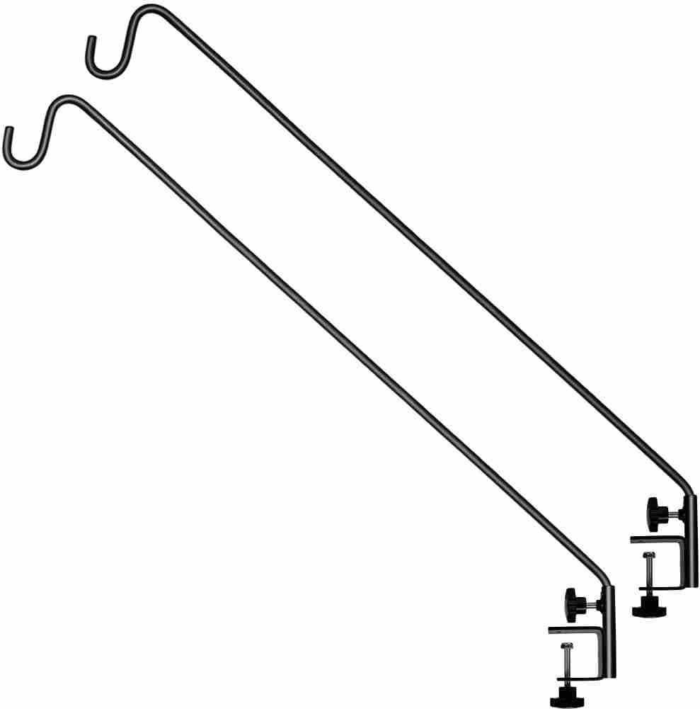 Bird feeder fence-hanger arms, black metal, pair with hooks on Tampa Home & Garden Store