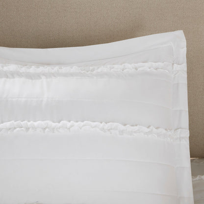 5 Piece Microfiber Ruffled Comforter Set White Queen by HouseOfZazla on Tampa Home & Garden Store