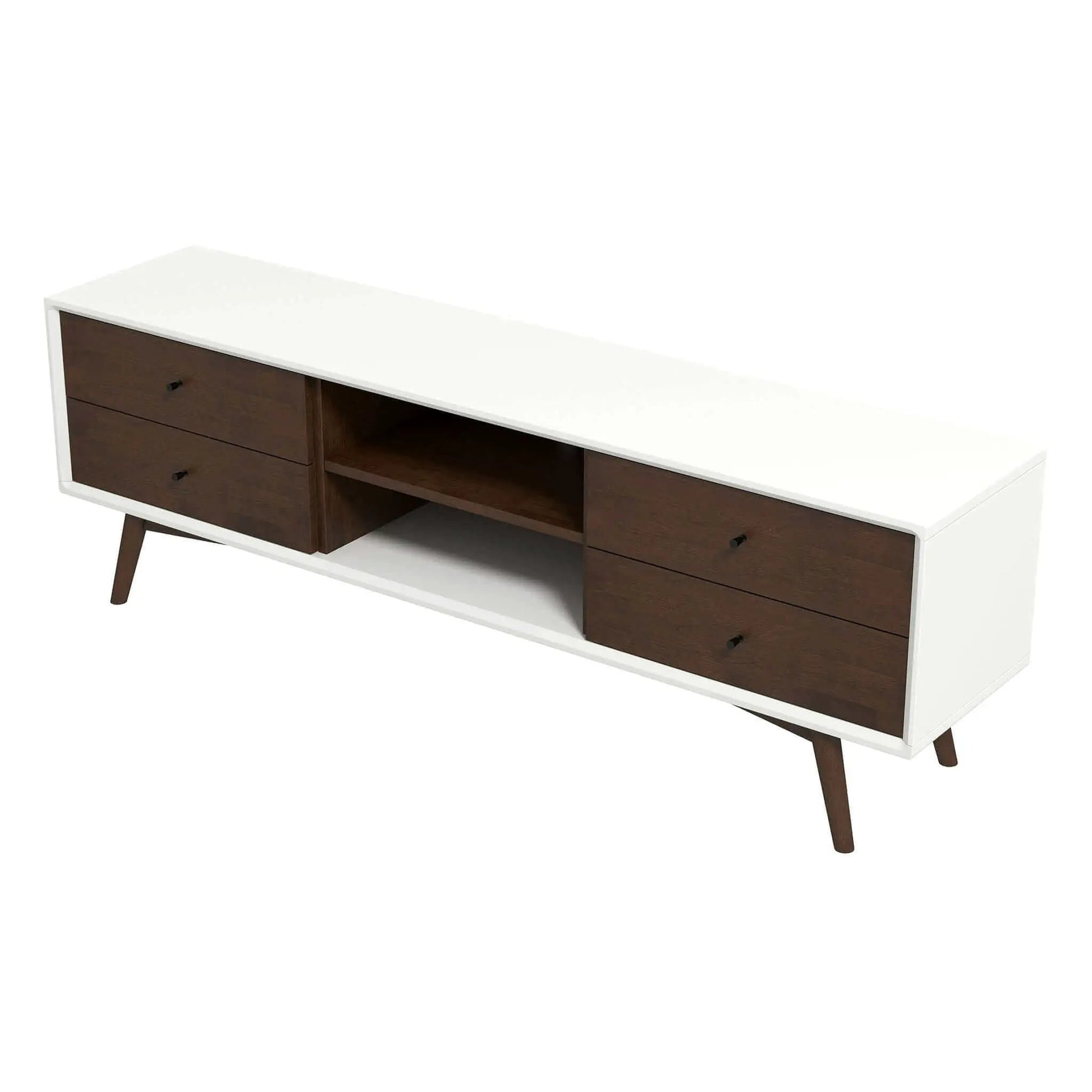 Caroline Modern TV Stand 72in, white top with dark wood drawers, by Unique Piece Furniture on Tampa Home & Garden Store