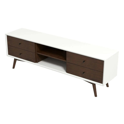 Caroline Modern TV Stand 72in, white top with dark wood drawers, by Unique Piece Furniture on Tampa Home & Garden Store