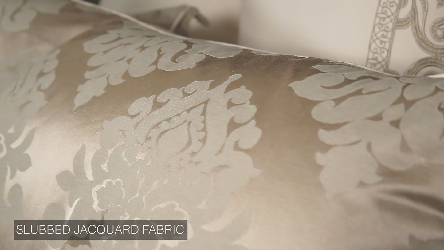 Hillcrest Ivory Damask and Jacquard Comforter Set