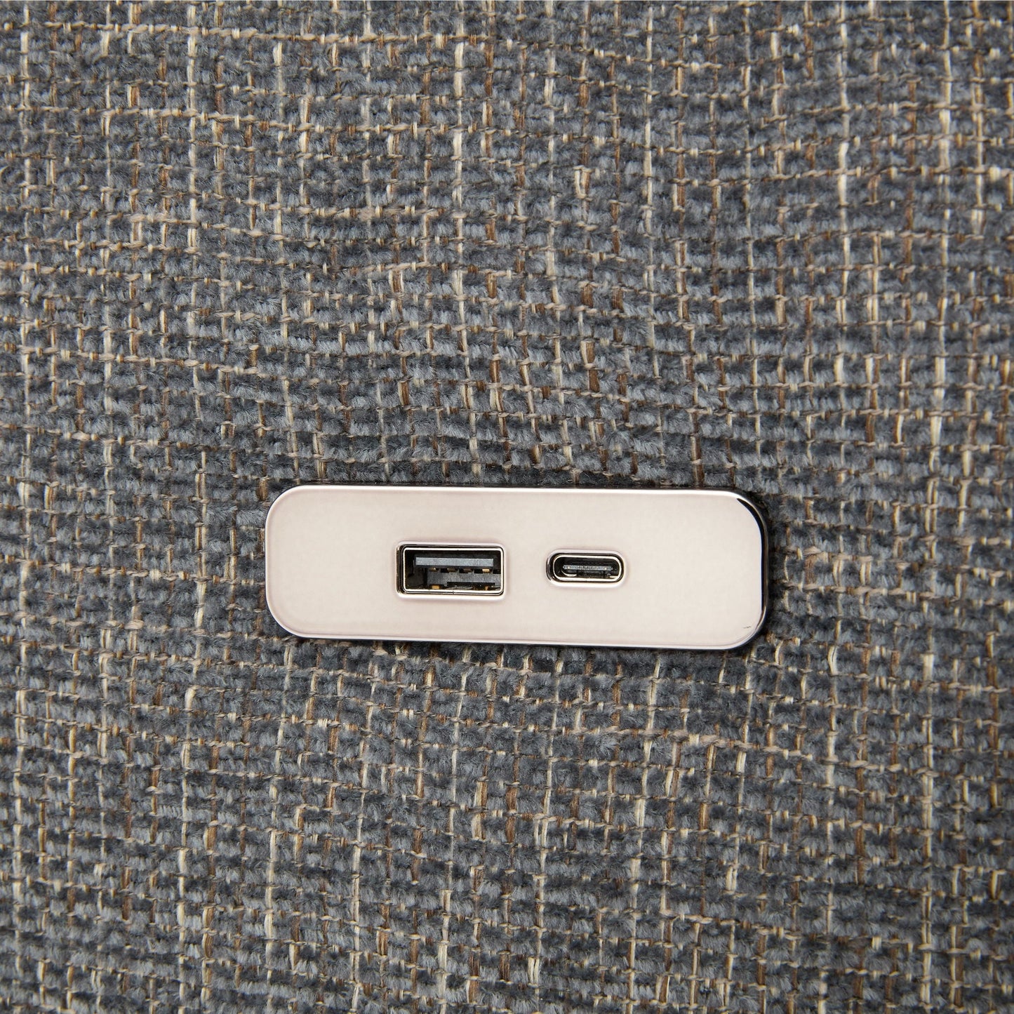 USB charging wall plate by HouseOfZazla with USB-A & USB-C ports on gray carpet on Tampa Home & Garden Store