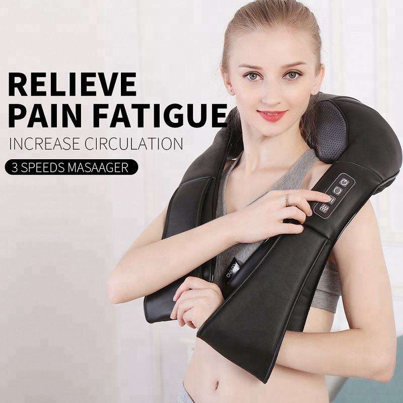 LUYAO LY-580A+1 shiatsu deep kneading heated Neck shoulder back body massager massage belt shawl massage machine - Tampa Home & Garden Store