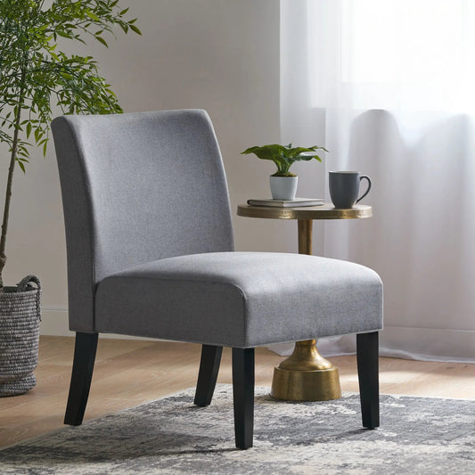 Accent chair in grey fabric with black legs, living room armchair by VIP Digital Presence on Tampa Home & Garden Store