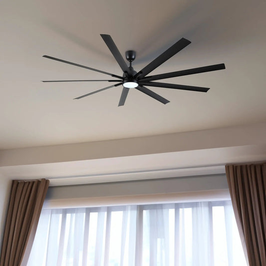 84 inch black ceiling fan with remote control and integrated LED light on Tampa Home & Garden Store