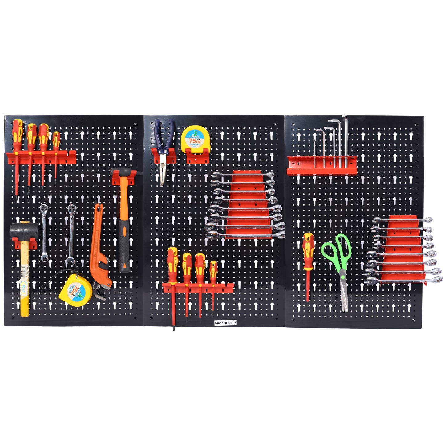 4-foot black metal garage nail board tool rack with 3 nail-board wall-mounted holders on Tampa Home & Garden Store