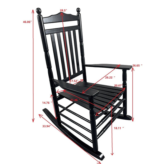 Balcony porch adult rocking chair Black by VIP Digital Presence for outdoor use on Tampa Home & Garden Store
