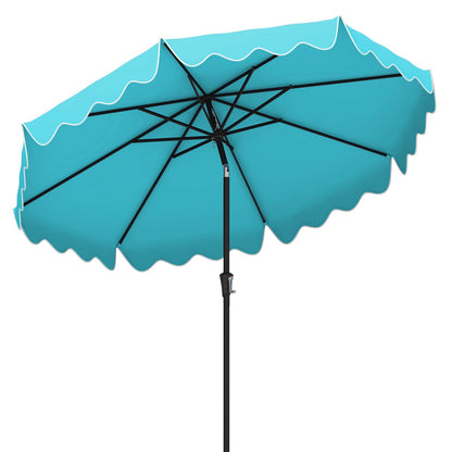 9 Feet Patio Umbrella with Crank Handle and Push Button Tilt-Brown
