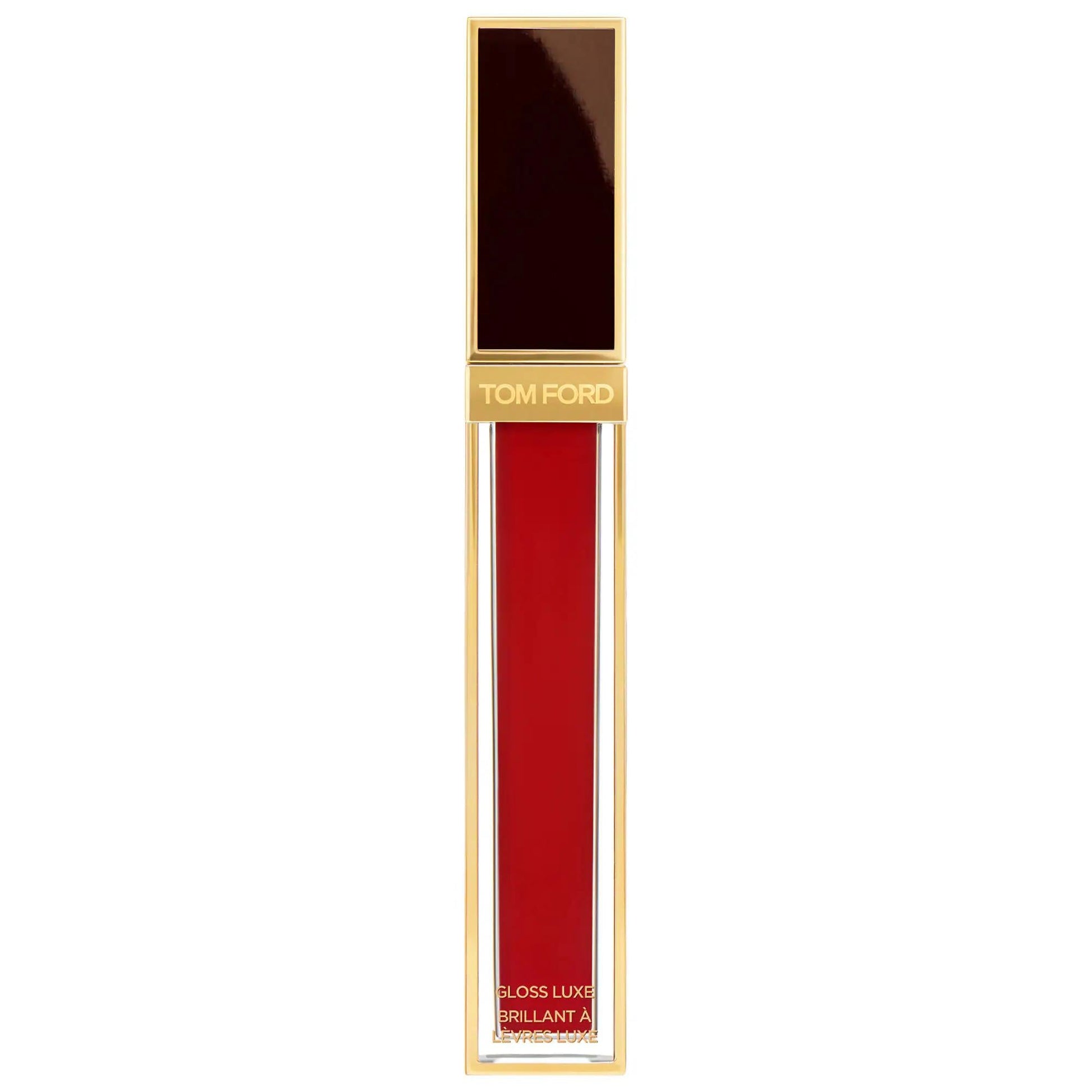 Gloss Luxe Lip Gloss in red with a gold-tone rectangular cap featuring Tom Ford branding on Tampa Home & Garden Store
