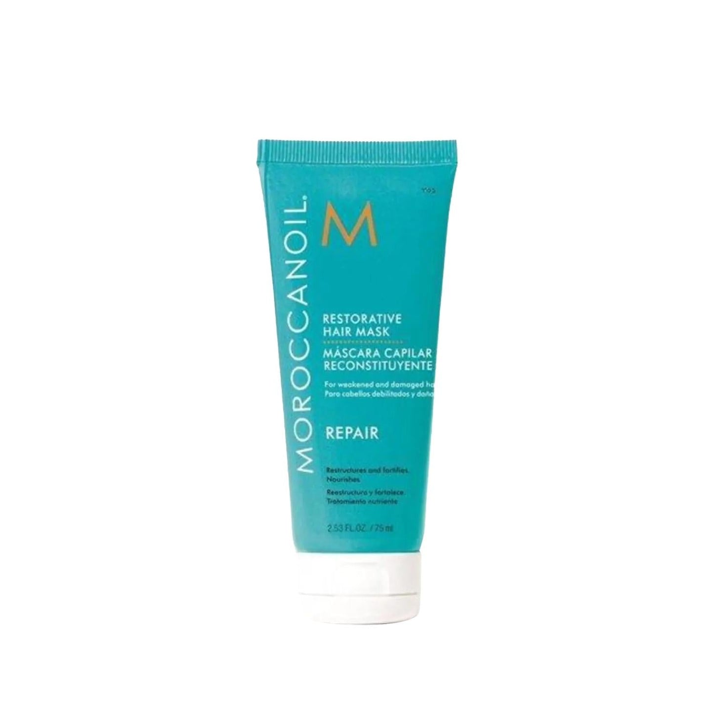 MOROCCANOIL Restorative Hair Mask tube in teal with white cap, 75 ml on Tampa Home & Garden Store
