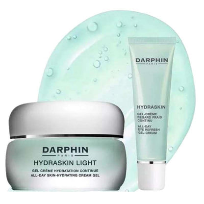 Darphin Paris Hydraskin Light gel-cream two-piece set in frosted aqua jar and tube on Tampa Home & Garden Store