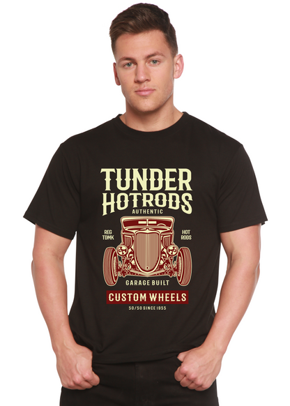 Thunder Hot Spun Bamboo Men's black short sleeve graphic tee with vintage hot rods, Spun Bamboo on Tampa Home & Garden Store