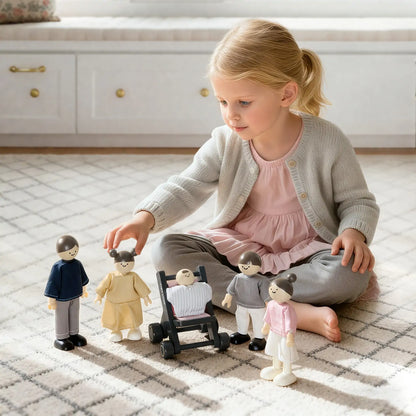 Sweet Family Gift Set: Tiny Land INC wooden dolls with pastel outfits for dollhouse play on Tampa Home & Garden Store