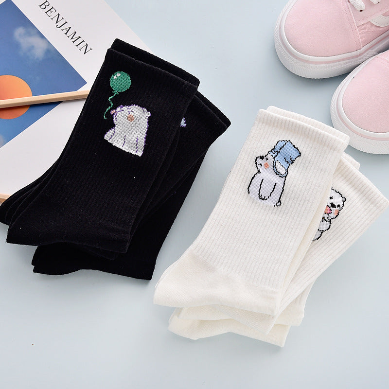Stevvex crew socks 4-pack cotton black and white bear designs on Tampa Home & Garden Store