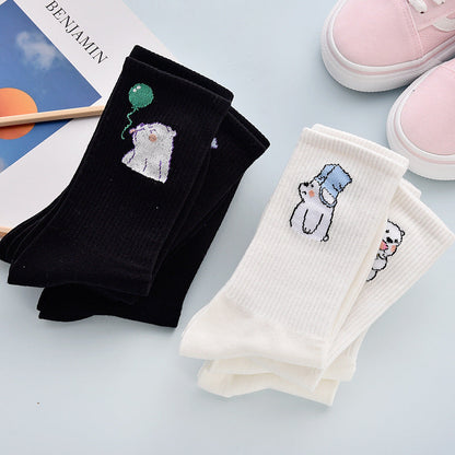 Stevvex crew socks 4-pack cotton black and white bear designs on Tampa Home & Garden Store