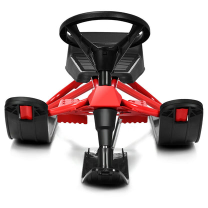 DirectDeals Kids Snow Sled with Steering Wheel, red snow racer with double brakes on Tampa Home & Garden Store