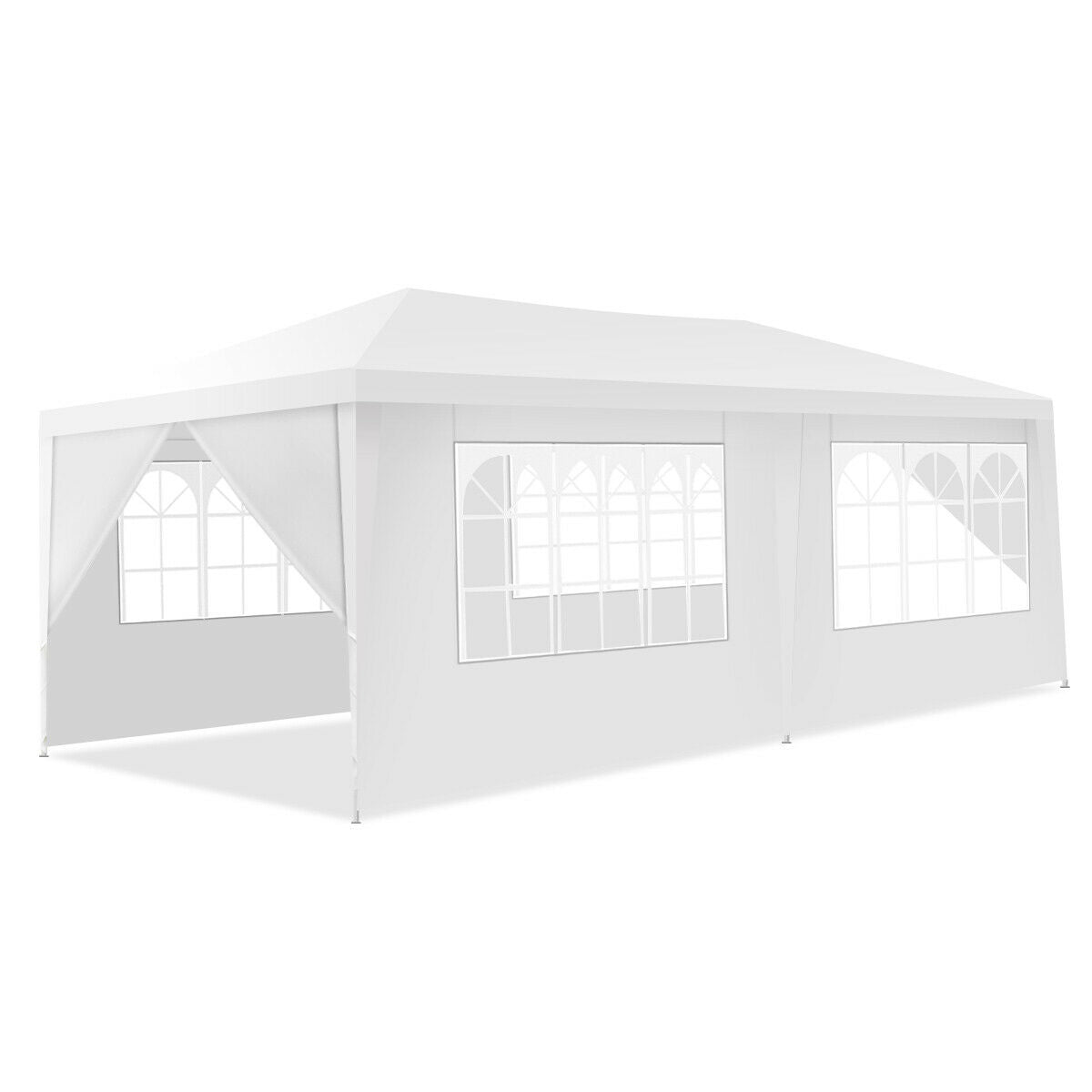 10x20 ft canopy tent with 6 sidewalls in white featuring clear windows GemGear carry bag on Tampa Home & Garden Store