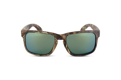 Sunglasses Decoy Mossy Oak Break-Up Country camouflage frame with mirrored green lenses by Skeleton Optics on Tampa Home & Garden Store