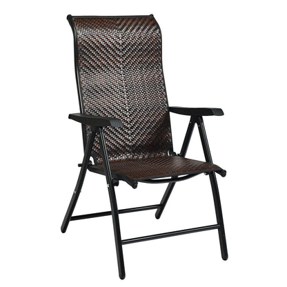 Silla Plegable de Ratán para Patio con Reposabrazos