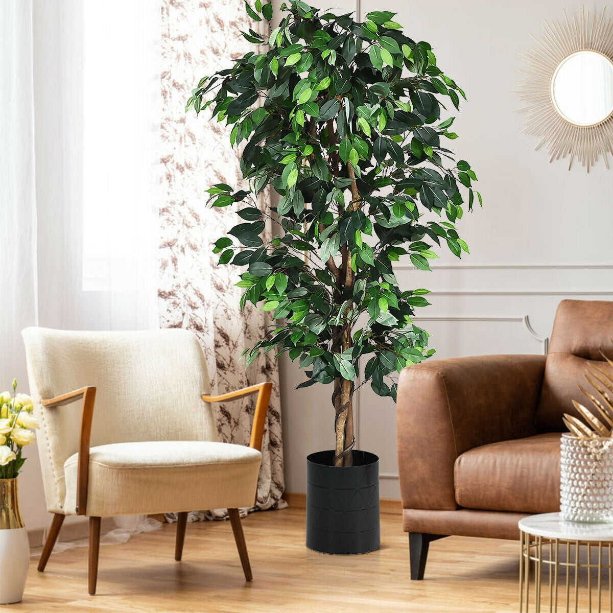 Ficus artificial de seda de 6 pies