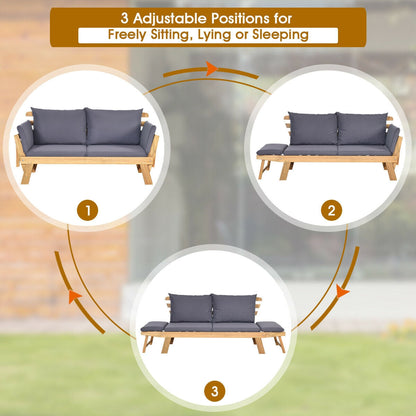 Adjustable Patio Convertible Sofa with Thick Cushion