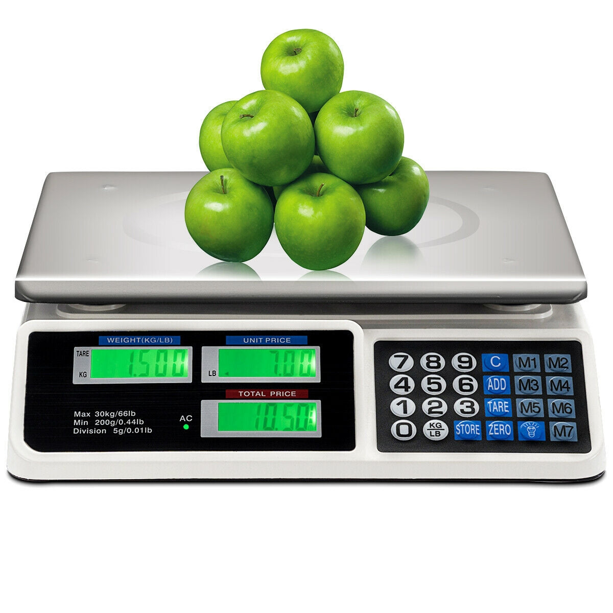 Balanza electrónica de cálculo de precios de 66 lb con pantalla LCD