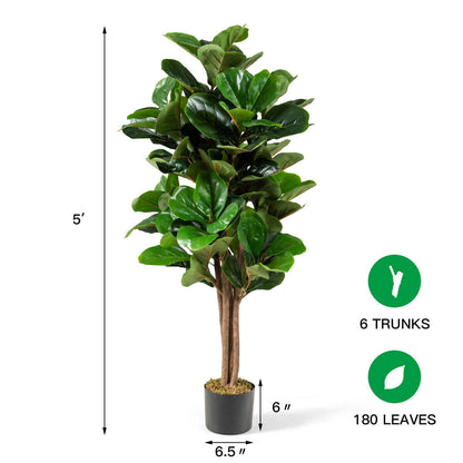 Ficus Lyrata Artificial de 5 Pies Macetero Decorativo
