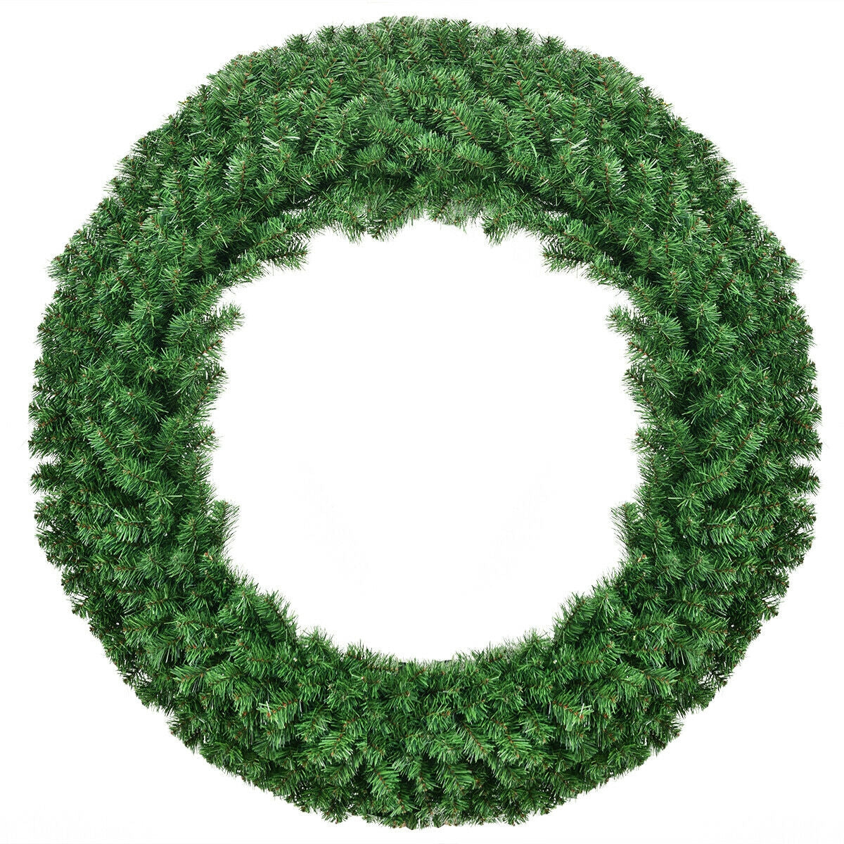 48 Inch Pre-lit Cordless Artificial Christmas Wreath DirectDeals green evergreen foliage on Tampa Home & Garden Store