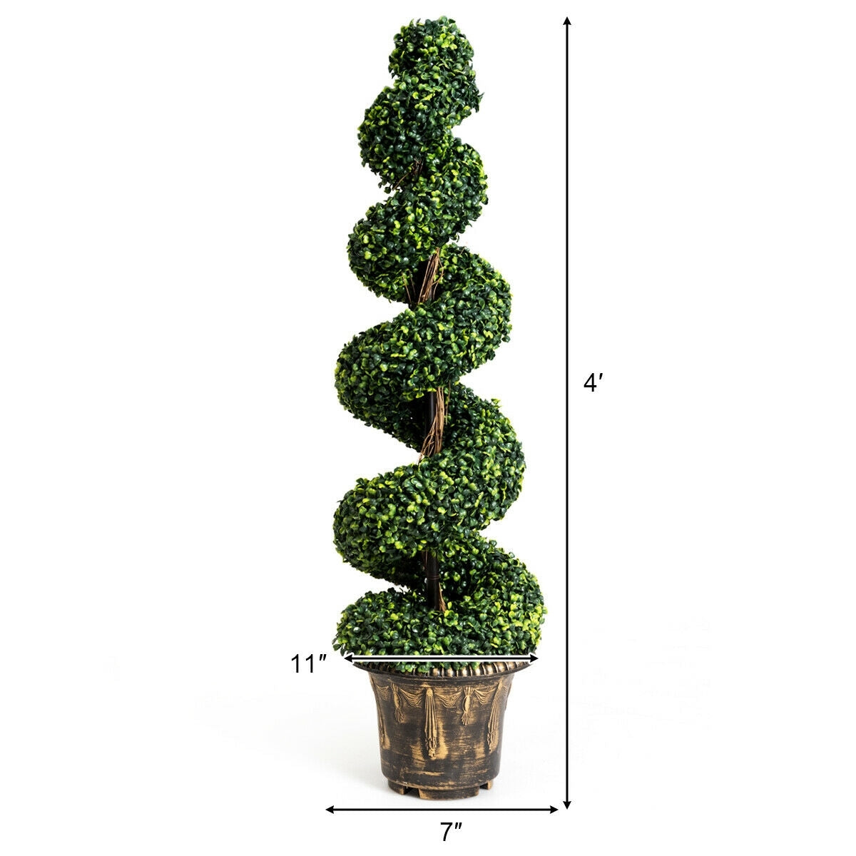 Árbol de Hojas Verdes en Espiral de Boj Artificial de 4 Pies