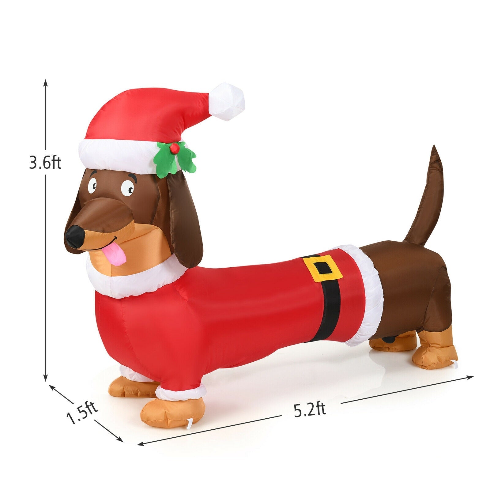 5 Feet Inflatable Christmas Dog with LED Lights Santa hat, red body DirectDeals on Tampa Home & Garden Store