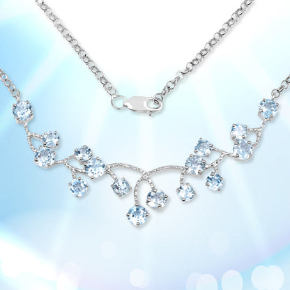 7.36ct Blue Topaz .925 Sterling Silver Necklace with vine-style setting and dangling stones on Tampa Home & Garden Store