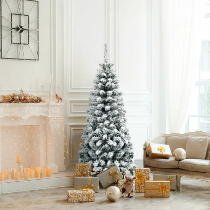 4.5 Feet Unlit Hinged Snow Flocked Pencil Tree